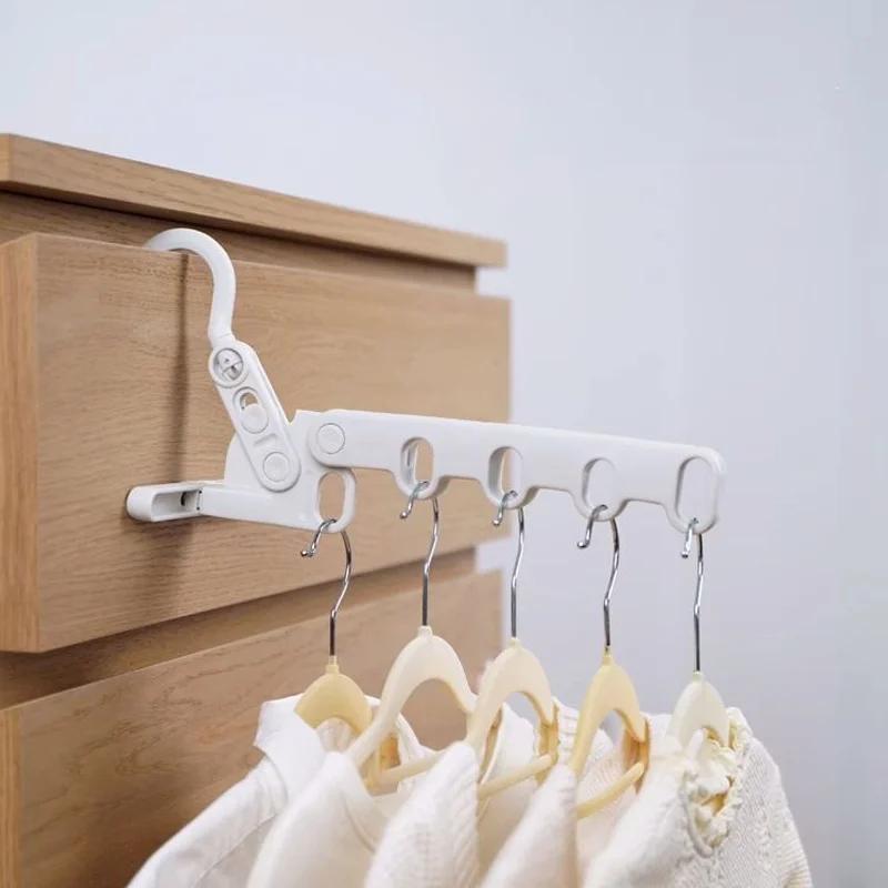 Foldable Travel Hanger Folding Clothes Drying Rack Travel Hangers Portable Hanging Rack with 5 Holes for Hotel Camping Travel