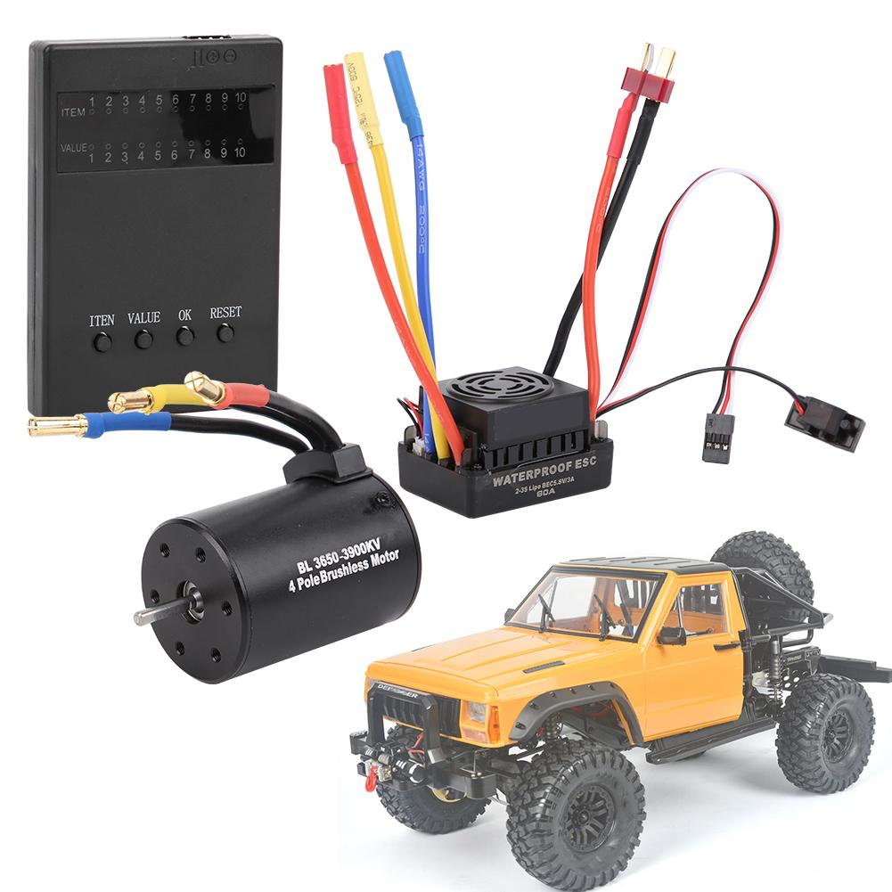 3650 3900KV Brushless Motor Program Card 60A ESC with Waterproof BEC for 1 10 RC Car