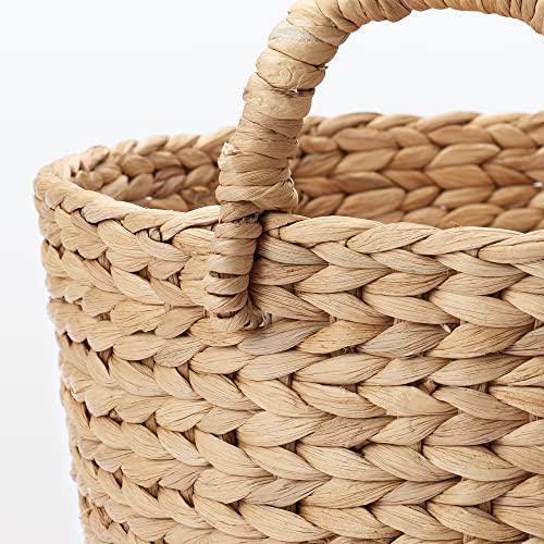 MUJI Small Round Basket with Handles, Diameter 37cm X Height 26cm, Water Hyacinth, 12057925, Basket