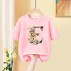 Girls T Shirt Custom Name Letter Combination Print Tshirt Flower Letter Font A B C D E F G Short Sleeve Kids Pink Tops