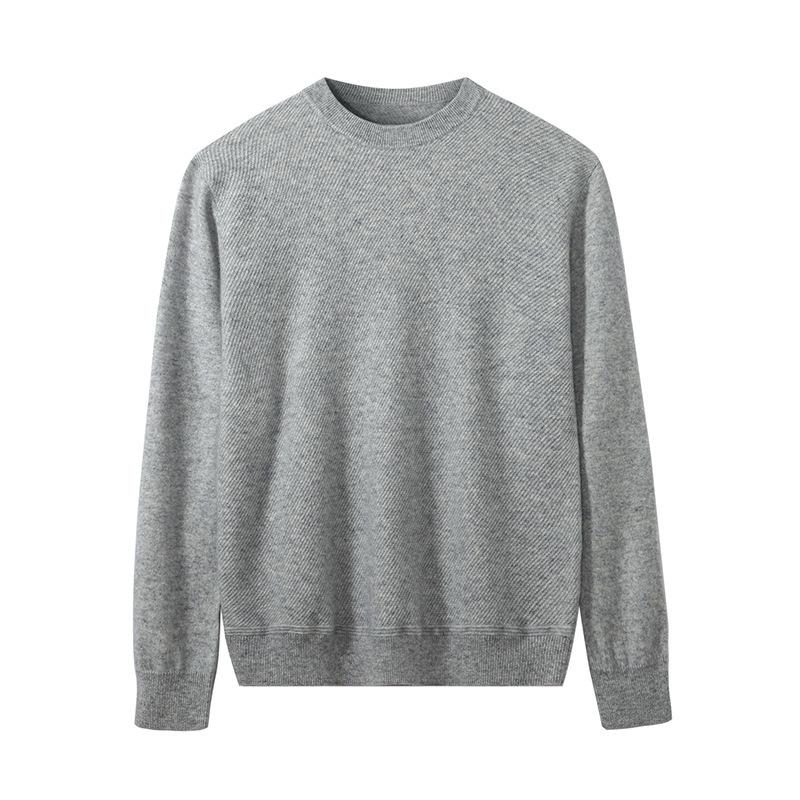 Jacquard cashmere sweater solid color versatile pullover sweater new soft waxy cashmere sweater men's