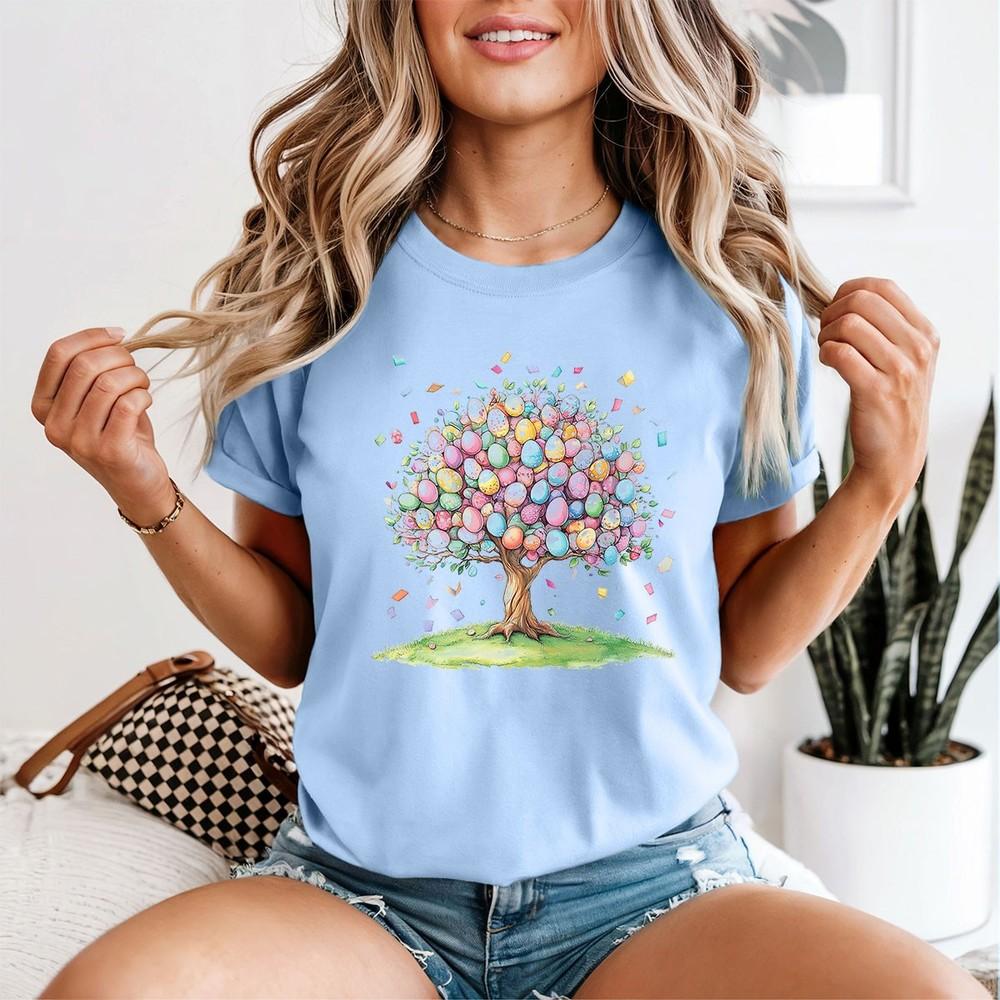 Easter Tree Eggs Unisexs TShirt Holiday Watercolor Celebration 2XL