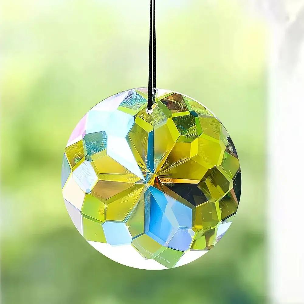 

60MM Mandala Suncatcher Round Clear Mandala Crystal Pendant DIY Crafts Flower Faceted Crystal Prisms Wedding Decorations