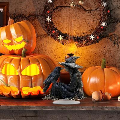 Dekoracja biurka na Halloween Akrylowy znak 2D na stół Wróżka czarownica z krukiem Ornament na Halloween Akademik Akrylowe ozdoby