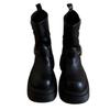 Fashion Thick-soled Heightening British Style Martin Boots Women's Autumn and Winter Maillard Leather Boots Retro Slim Knight Short Boots