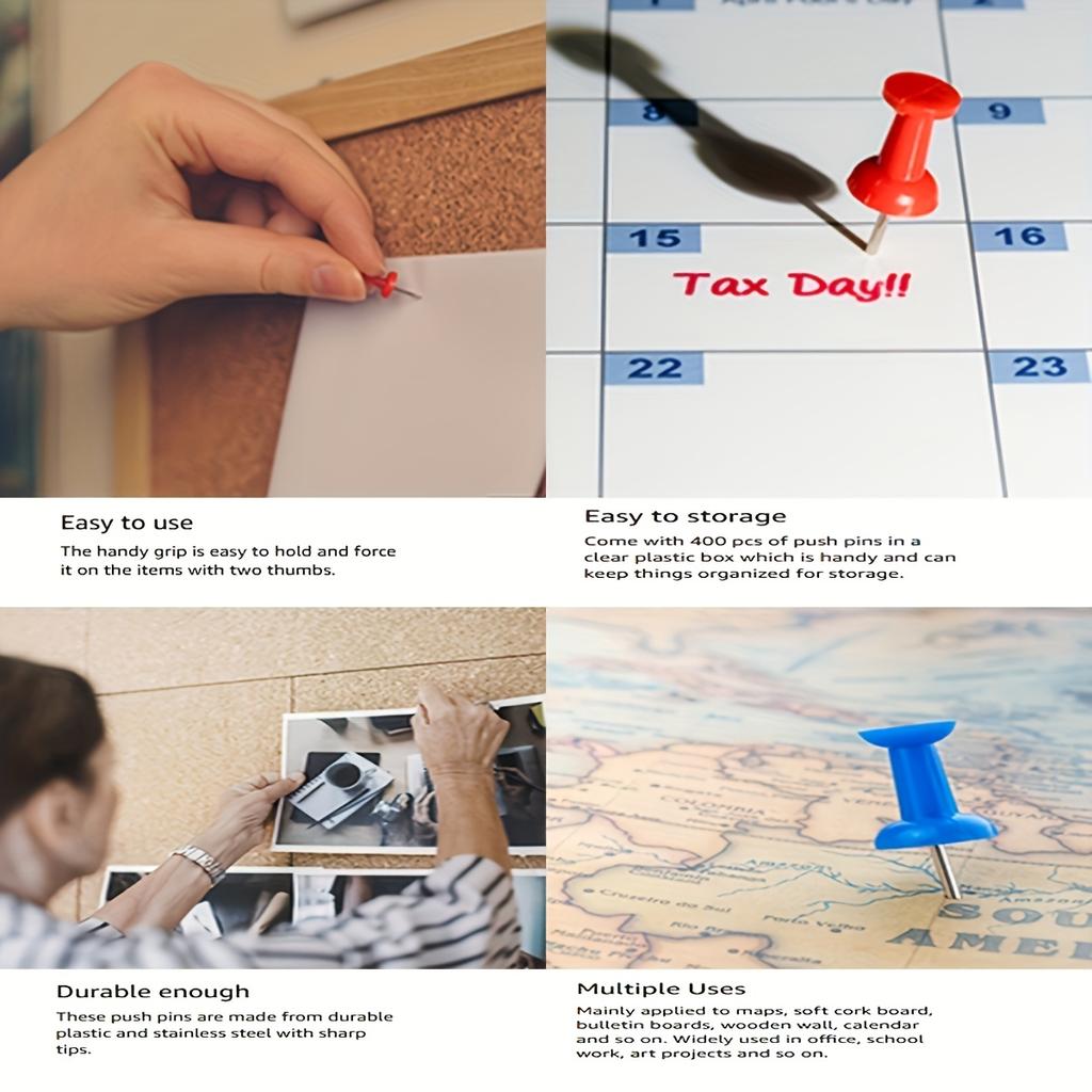 100pcs Push Pins, Thumb Tacks for Bulletin Board,Stick Colors Pins Thumb Tacks for Cork Board Wall Hangings,Office Tacks Pins