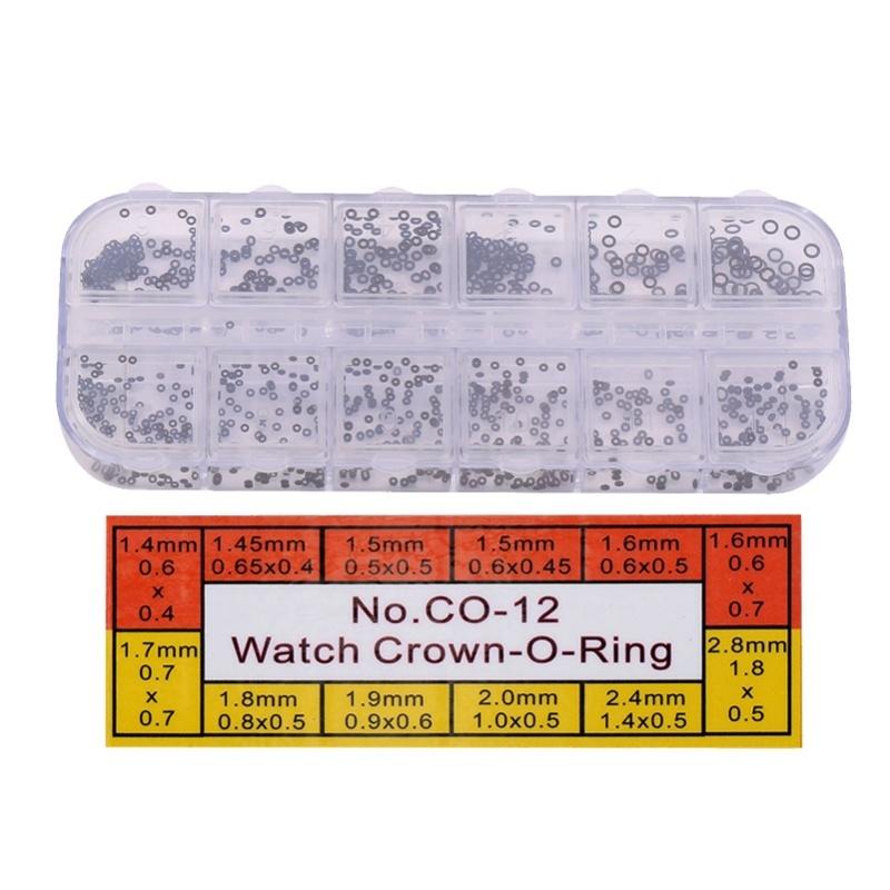 1.4-2.8mm 12 Sizes Rubber Rings Watches Gaskets Tiny Crown O Ring Box Set For Waterproof Seal
