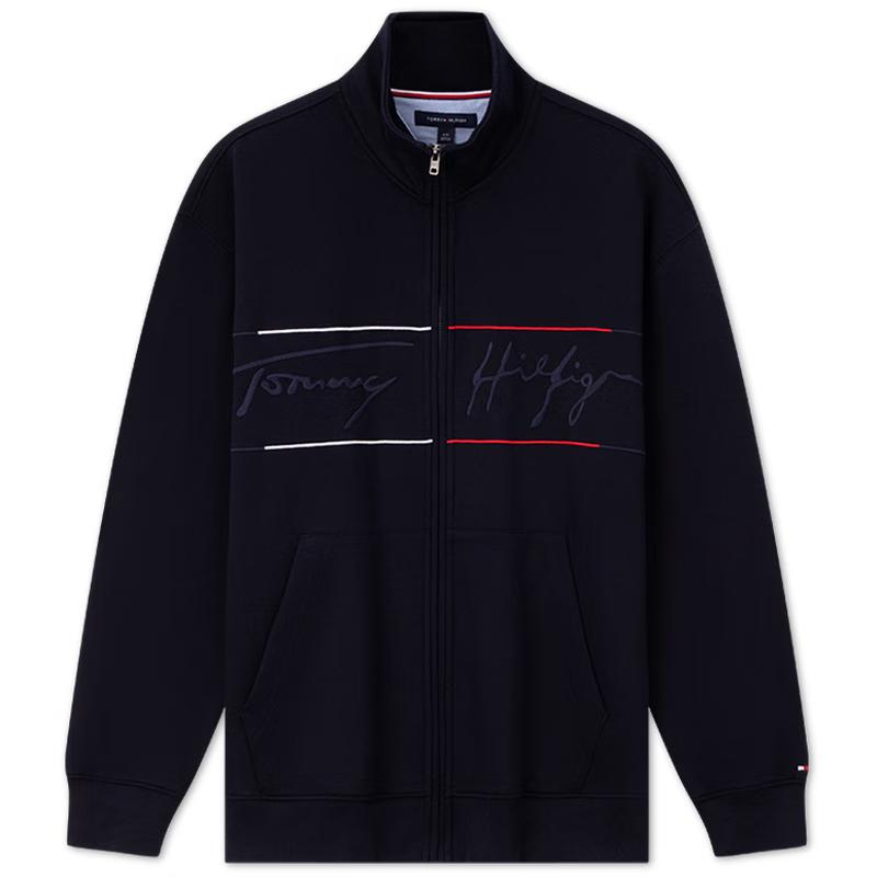 Tommy Hilfiger Men's Fleece Embroidered Stand-Collar Cardigan Sweatshirt