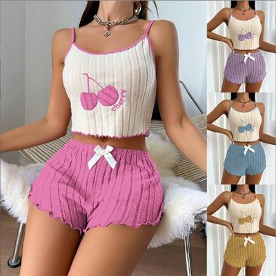 Women's Home Clothing Hot Item Embroidered Thread Brushed Camisole Vest Shorts Women's Two-piece Set