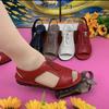 Women Sandals Zipper Flat Soft Pu Leather Sole Comfy Sandalias Summer Casual Mother Shoes Solid Color Plus Size