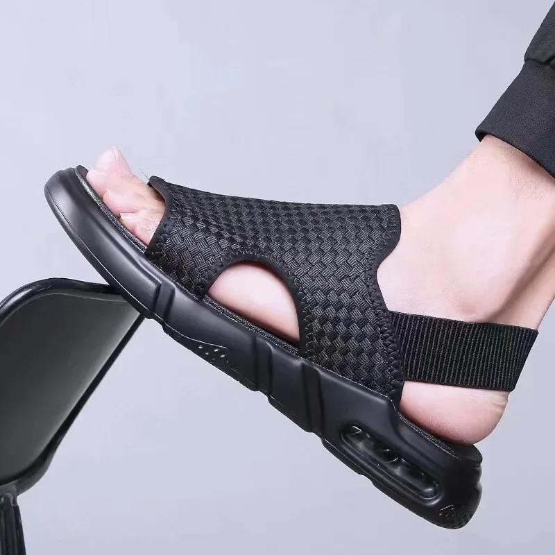 Herrsandaler Sommarsandaler Herr Herrs Casual Lädersandal Öppna Skor för Män Fiske Ny Mode Sportsko