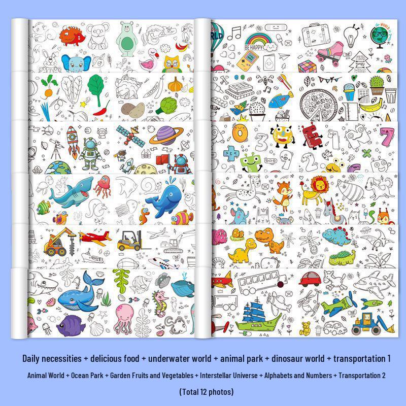 Children's Large Doodle Coloring Paper and Canvas Book for Kindergarten