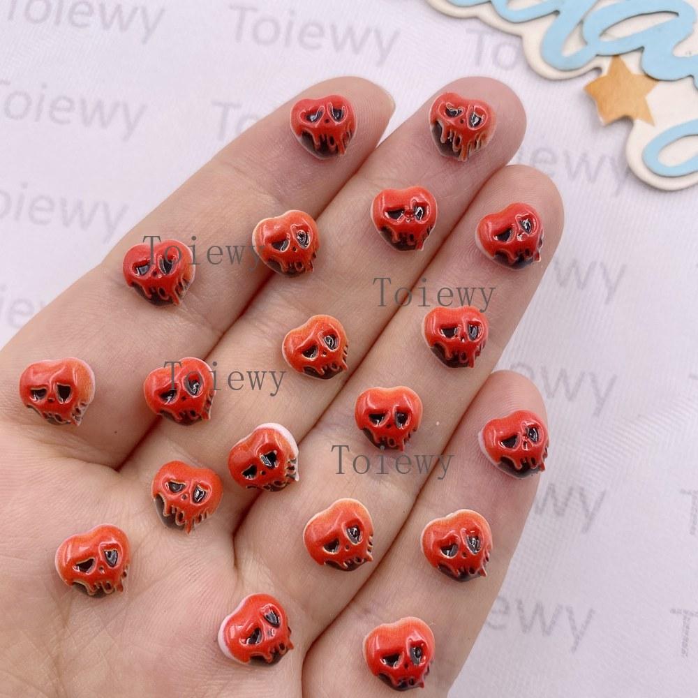 50pcs Resin Painted Halloween Decor Mini Colorful Skull Art Nail Flatback Rhinestone Applique DIY Wedding Scrapbook Decor Crafts