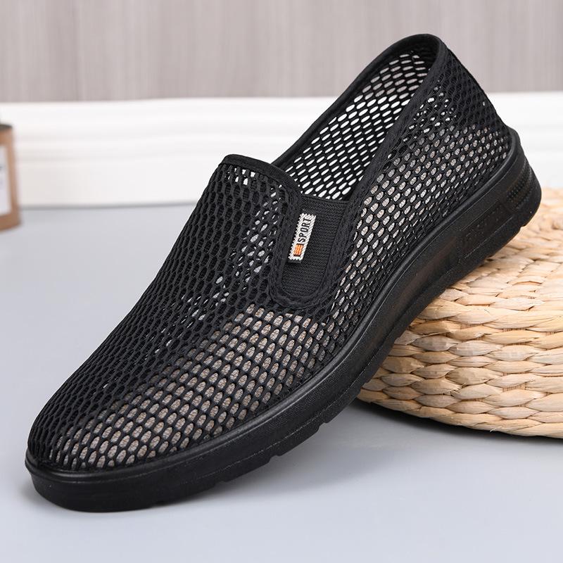 Men s Old Beijing Non-slip Mesh Sandals - Breathable, Soft Sole Slip-on Shoes Size 41 чёрный