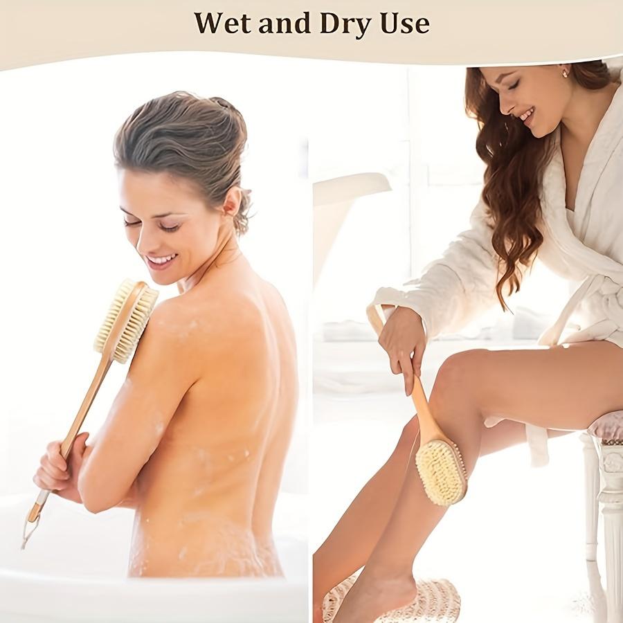Back Scrubber Body Brush, Wet and Dry Use Body Brushes for Shower, Back Brush Bath Brush Exfoliating Brush with 17in Long Handle