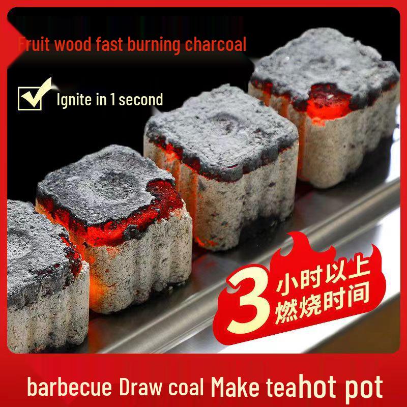 Quick-Light Smokeless Fruitwood & Bamboo Charcoal Briquettes: Easy-to-Use for Home BBQ
