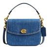 Cassie 19 Metal Accents Decor Denim And Calfskin Shoulder Crossbody Handbag Small Women Handbags Dark-Blue CAT45-B4RHO