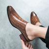 FashionTrendy Classic Retro Men's Genuine Leather Shoes with Printed Design High Heels Half Slippers Versatile Casual Men's Loafers