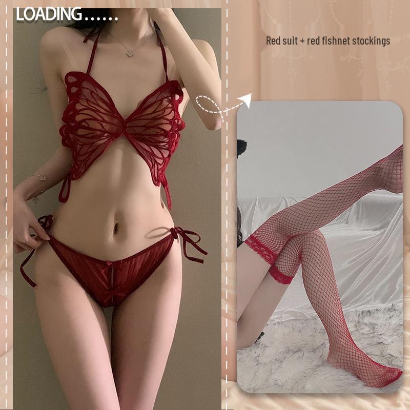Shuo Yao Plus Size Sexy Butterfly Tie-Up Lingerie Sleepwear Set