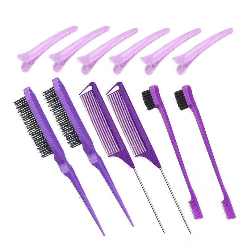 3/12Pcs Double Sided Hair Edge Brush Set Hair Styling Comb Control Brush Accessories Hairline Brush Comb Styling Partition Comb