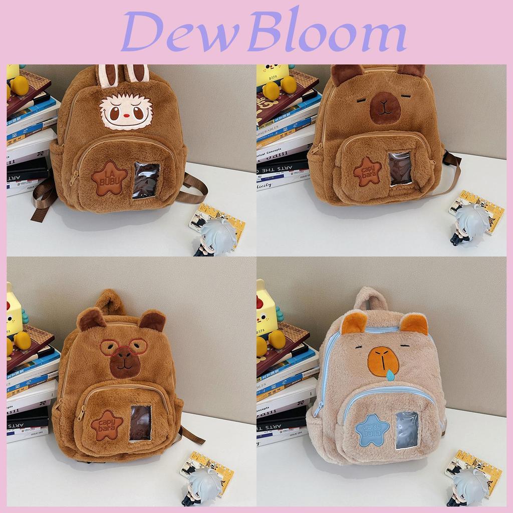Plush Capybara Labubu Cartoon Backpack With Large Capacity For School And Daily Use