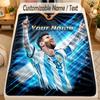 Flannel BlanketLionel Messi Custom Name Text Personalized Soft Warm Throw Blanket Home Decor Gift