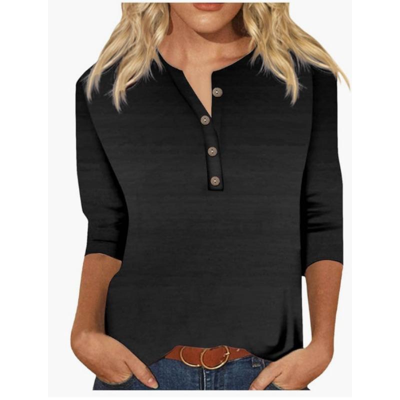 

Топ с V-образным вырезом на пуговицах с 3D-принтом, модные повседневные женские футболки с длинным рукавом XXL