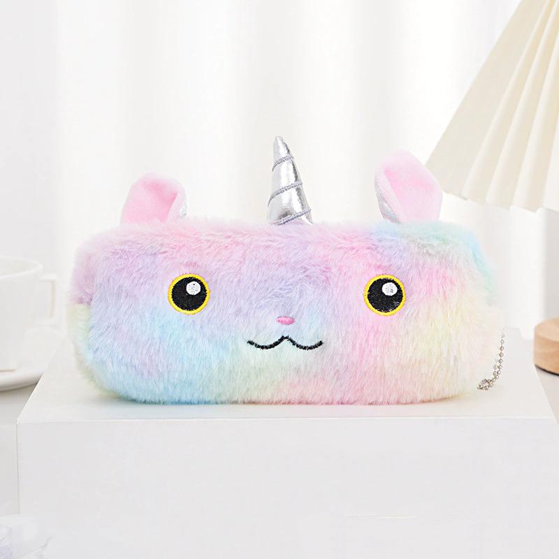 WTEMPO Autumn Winter Soft Short Plush Cute Octagonal Zipper Pen Cases Makeup Storage Bags Graduation Season Back-to-school Season Gifts