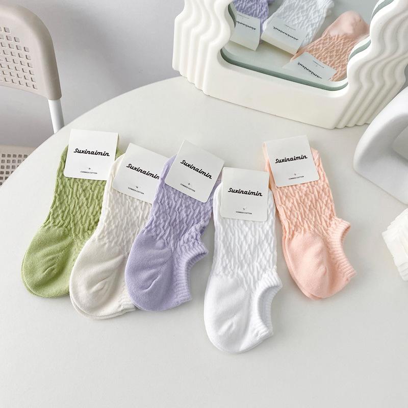 5 Pairs of New Female Spring and Summer Sweet Short Boat Socks