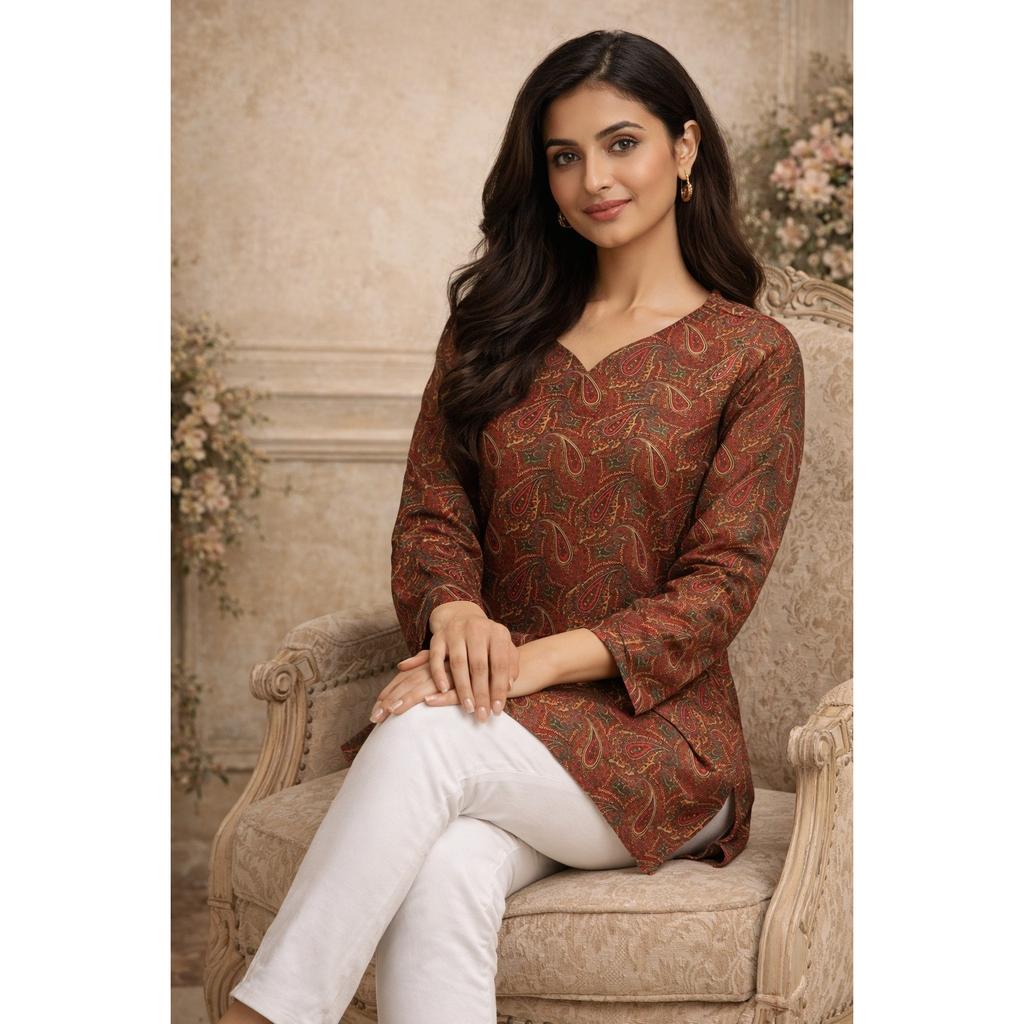 Indian Women Casual Wear Short Kurta Set Bollywood Designer Ethnic Top Kurta Set