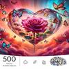 500pcs Advanced Jigsaw Puzzle Suitable for - Rectangular Brain with Heart-Shaped Cover & Rose/Core, Portable Challenge for Decor, Wedding Gifts, Chris