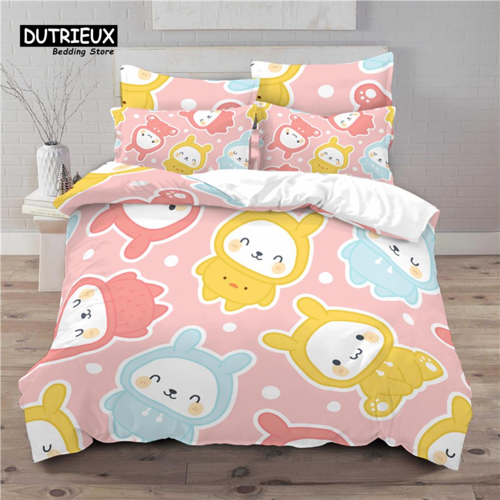 Luxury 3D Cartoon Panda Print Home Living Comfortable Duvet Cover Pillowcase Kid Bedding Set Queen and King EU/US/AU/UK Size