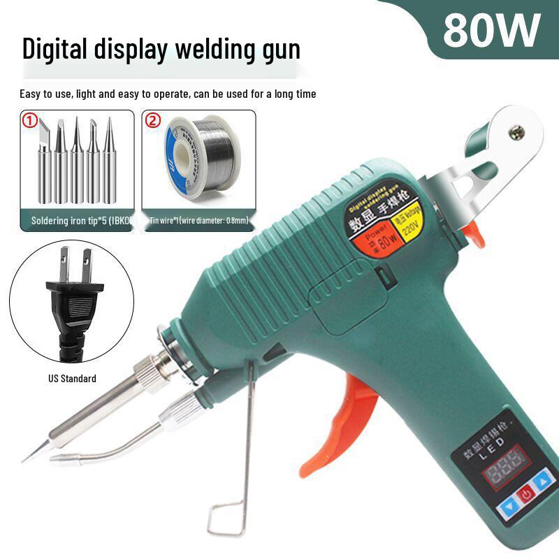 High-Power 80W Digital Display Soldering Gun with Automatic Tin Feeding