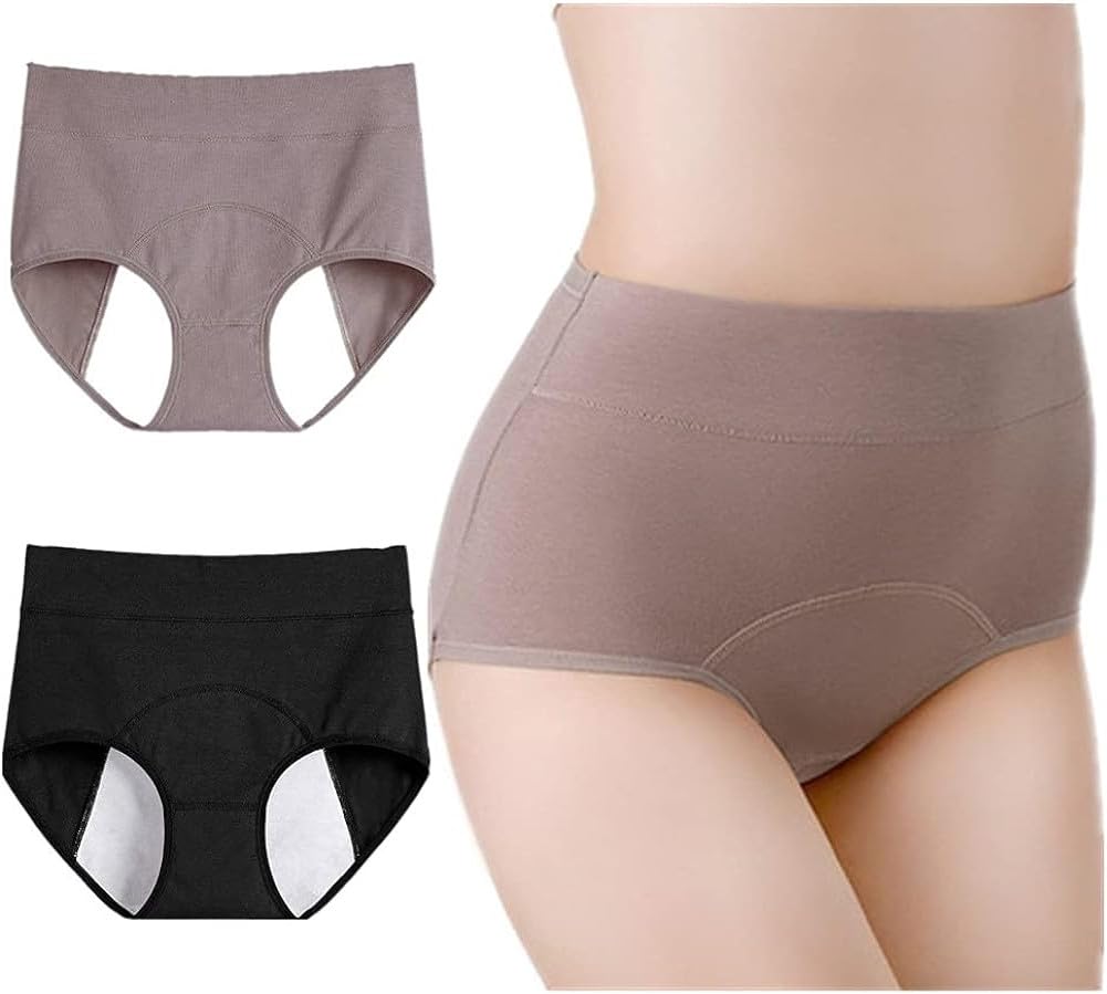 Sanitary Day Night [HINICE] Women s Shorts, High-Waisted, Half-Length, Leak-Proof, & Use, Cotton, Stretchy, 2-Pack (Size L)