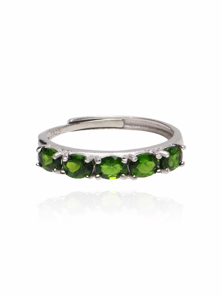 Bien Vetu Diopside Oval Tennis Ring 925 Silver 3X4Mm