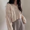 Autumn and Winter Korean Chi Retro Fried Dough Twists Thick Needle Sweater Pullover Short Sleeved Sweater Women