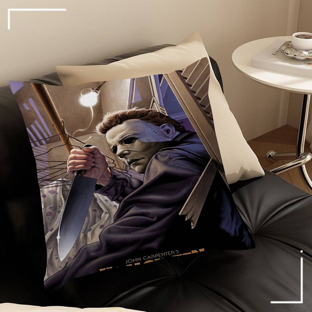 Horror Movie Characters Wall Art Michael Myers Halloween Pillow Cover Sofa Cushion Cover Home Room Decoration Children Gift