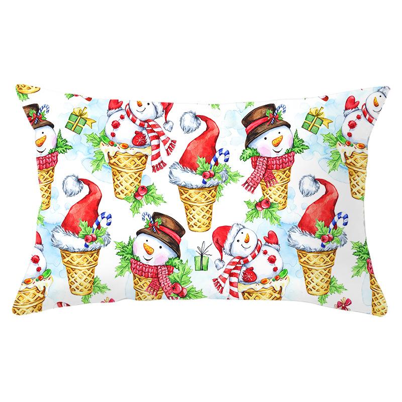 Simple Cartoon Print Series Christmas Waist Pillowcase Peach Skin Printed Pillowcase Home
