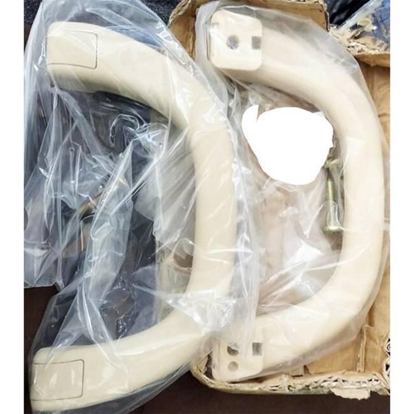 Car Roof Pillar Handles, Beige Plastic, Set of 2 (Left & Right), Model MB769617.