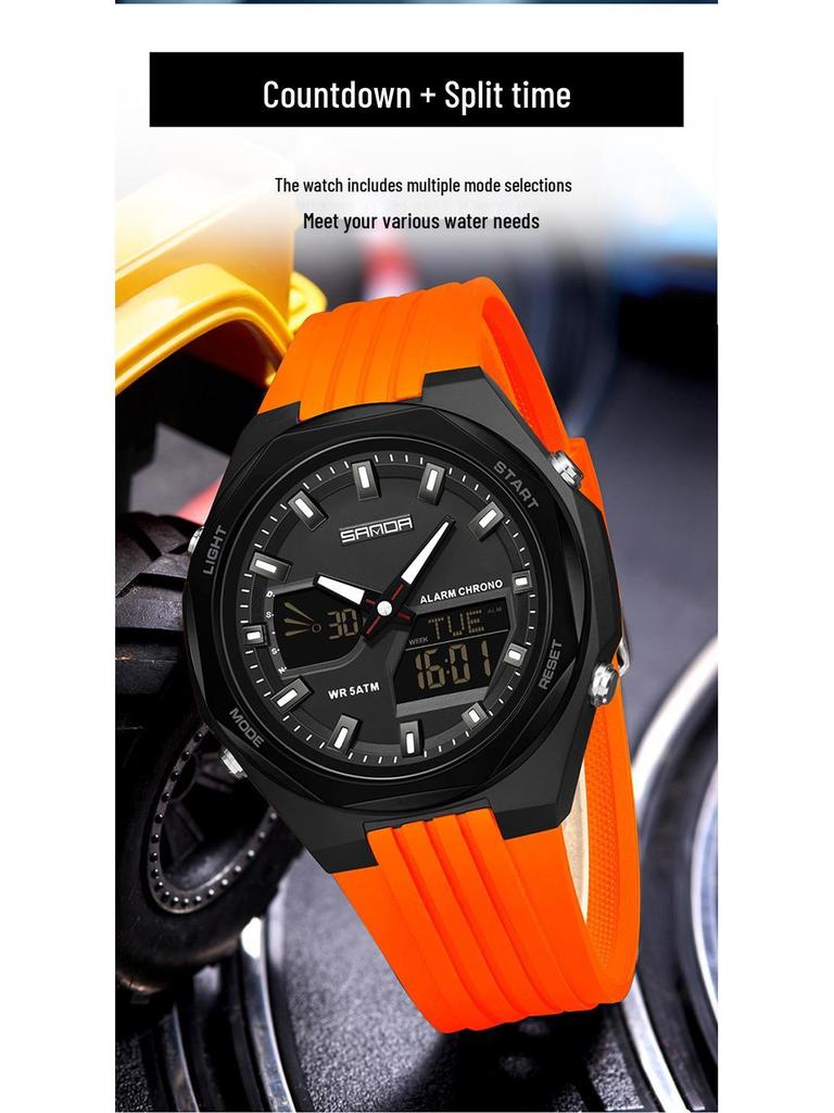 SANDA Sports Watch: World Time, Multifunctional Chronograph, Waterproof, Unisex