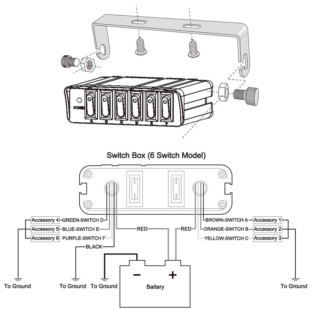 80-Amp On/Off Switch Box Controller 20A Rocker Switches box 12V SPST 6-Gang Rocker Switch Panel
