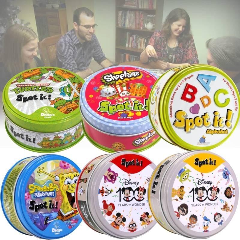 Familienspaß Kartenspiel Bunte Dobble-Karten Partyspiel für Kinder Erwachsene