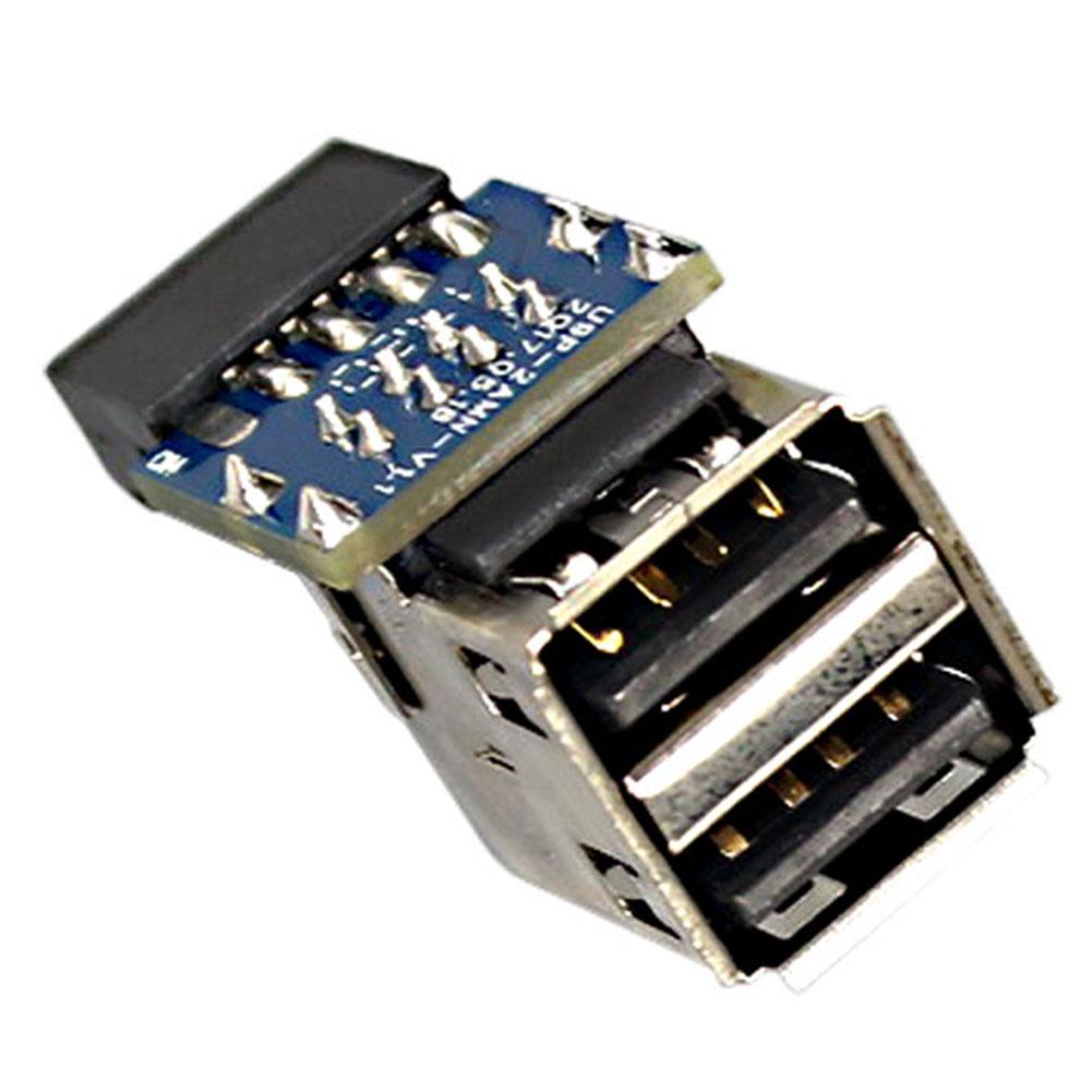 USB 2.0 Motherboard Header 9pin 10pin Motherboard to 2 Ports USB 2.0 Dual USB A 9 Pin Female Adapter Converter