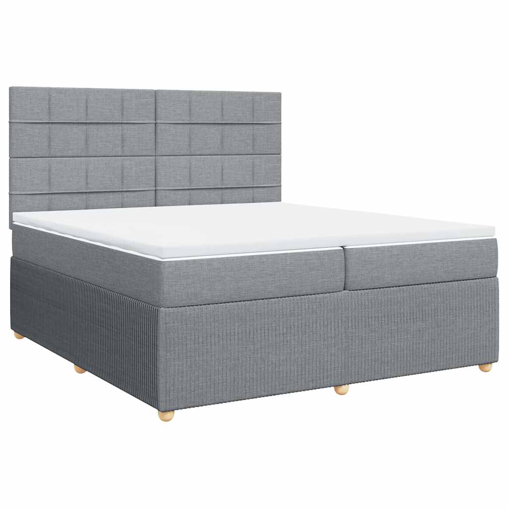 Box Spring Bed with Mattress Light Grey 200 X 200 Cm Fabric
