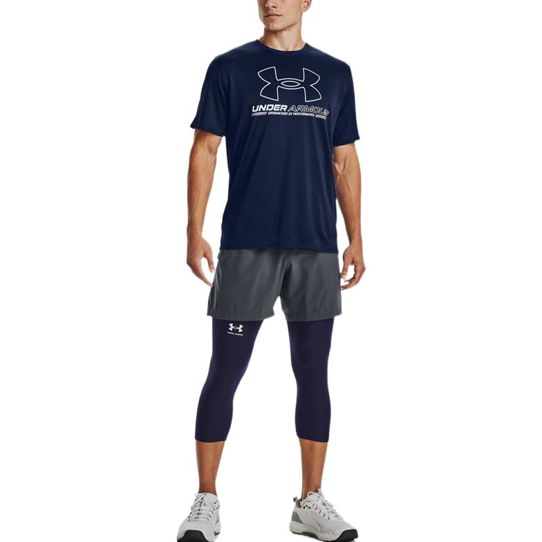 Under Armour Casual Sport Large Letter Logo Training T-Shirt Men Tops Navy-Blue 1370367-408
