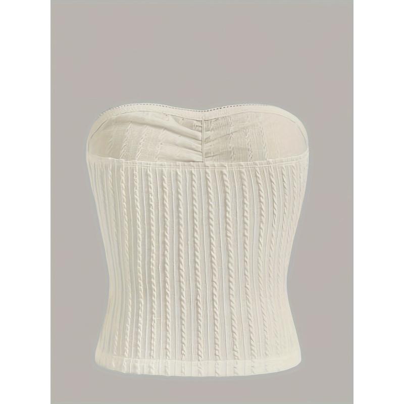 Women'S Sexy Strapless Top Fashion Knitted Summer Tops Tight - Fitting Bustier Shirt For Girls