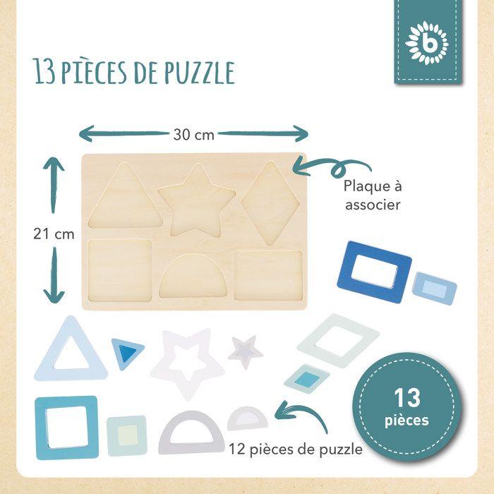 Puzzle en bois pour bébé - bieco - forme géométrique - 13 pièces