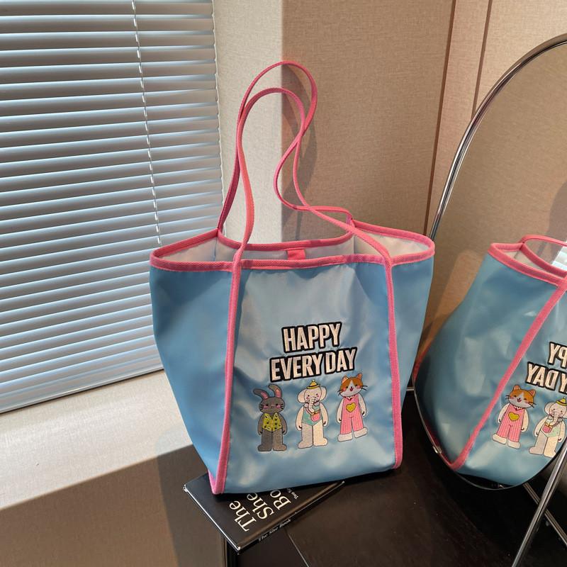 Day Every Happy Letter Large Embroidery Tote Bag Shopping Bag For Daily Use