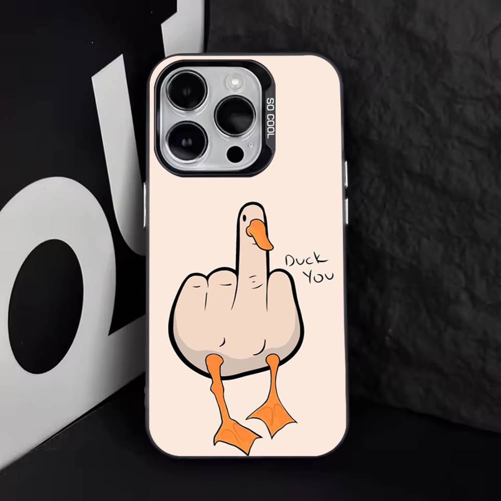 

Funny D-Duck Cartoon For iPhone 11,12,13,14,15,16,17,Pro,Max,Plus,E,Air,Mini Phone Case IMD Matte Black iPhoneXR