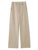 Women's Petite High-Waisted Tencel Washed Cotton Wide-Leg Slimming Cropped Pants
